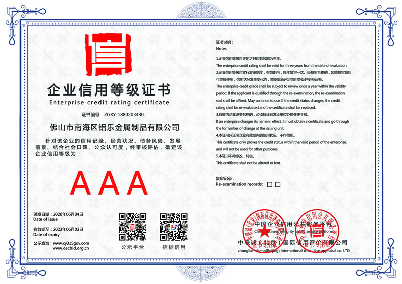 安徽企业信用等级证书